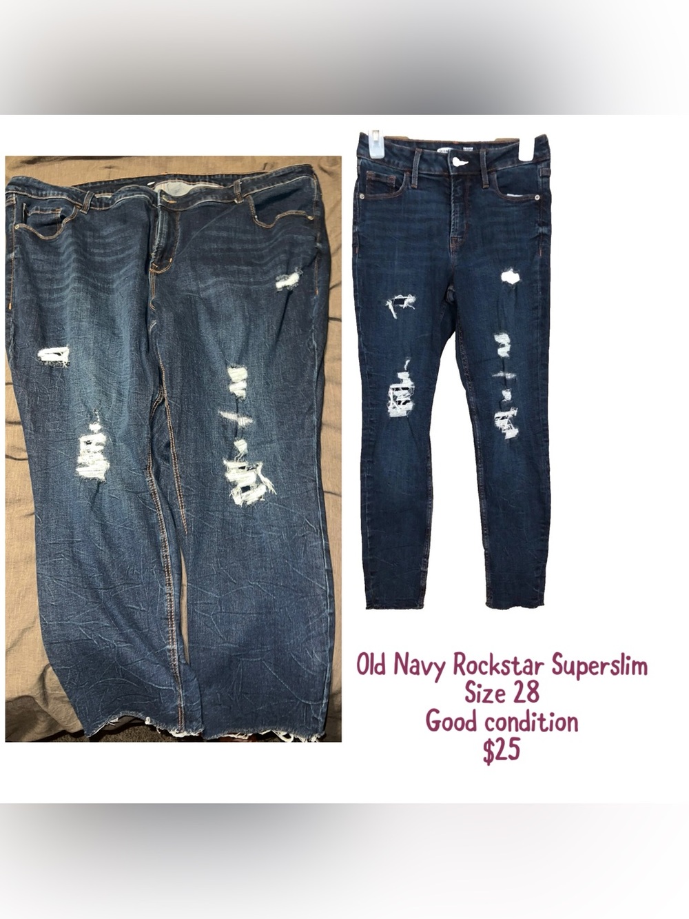 Old Navy Dark Blue Distressed Skinny Jeans